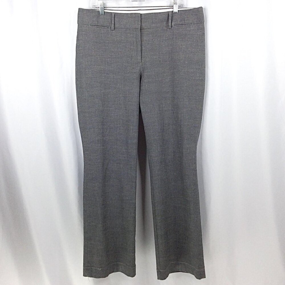 Ann Taylor LOFT Julie Trouser Womens 14 Gray Linen Rayon Blend Wide Leg HEMMED‎